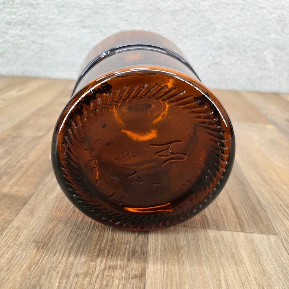 Vintage Amber Glass Beer Growler with Metal Handle and Swing Top Lid 12.5